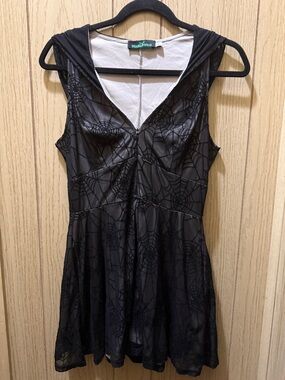 Weasel Wear Black Spiderweb Hooded Dress